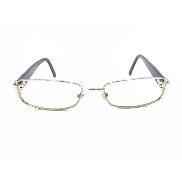 Gucci Gunmetal Silver Navy Blue Rectangle Eyeglasses Frames 135 Italy Men Women - Picture 6 of 12